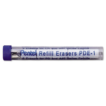 Pentel® Eraser Refills For Pentel Champ, E-sharp, Jolt, Icy And Quicker Clicker Pencils, Cylindrical Rod, White, 5-tube freeshipping - TVN Wholesale